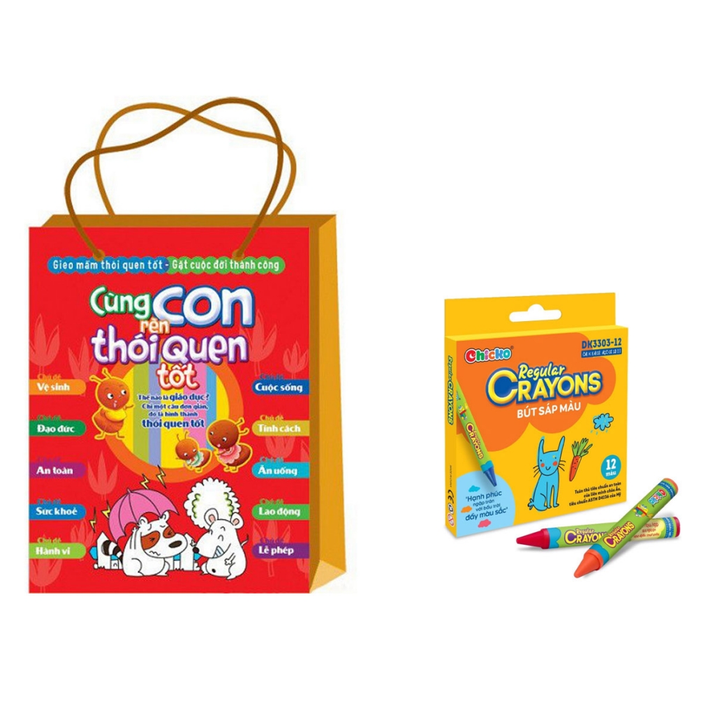Bộ Túi - Cùng Con Rèn Luyện Thói Quen Tốt (Tặng Kèm Bút Sáp 12 Màu)